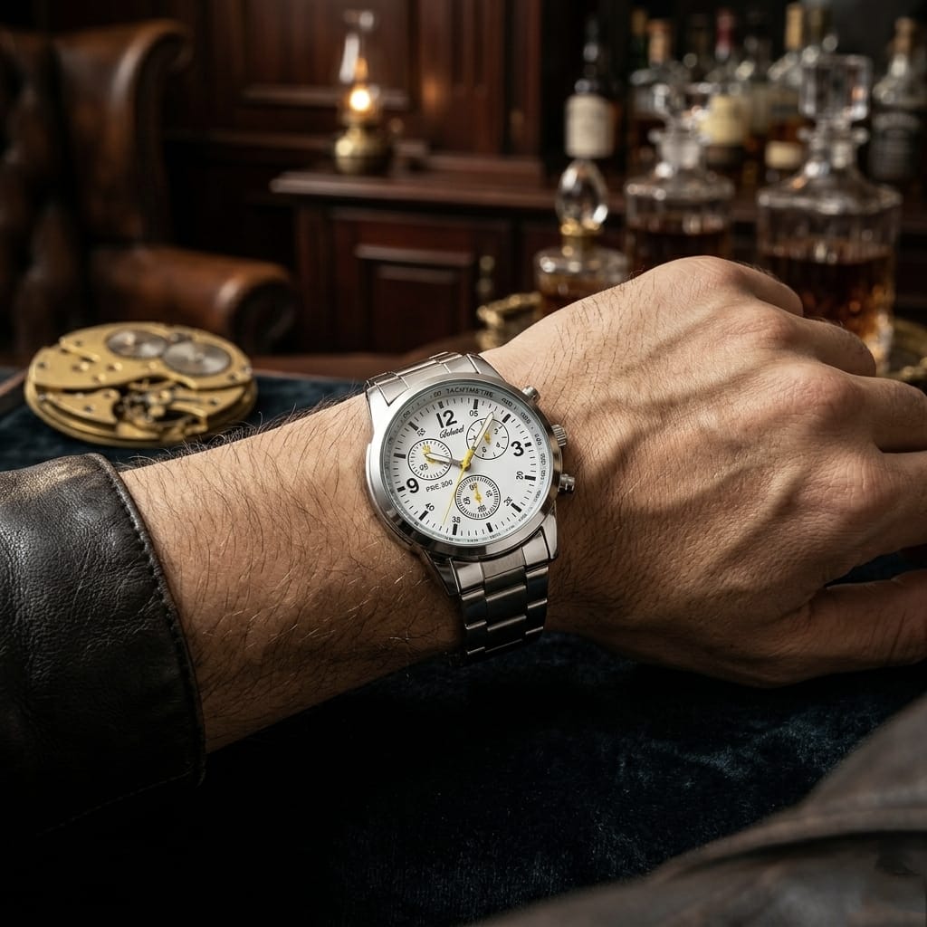 White Dial Chronograph Stainless Steel Watch